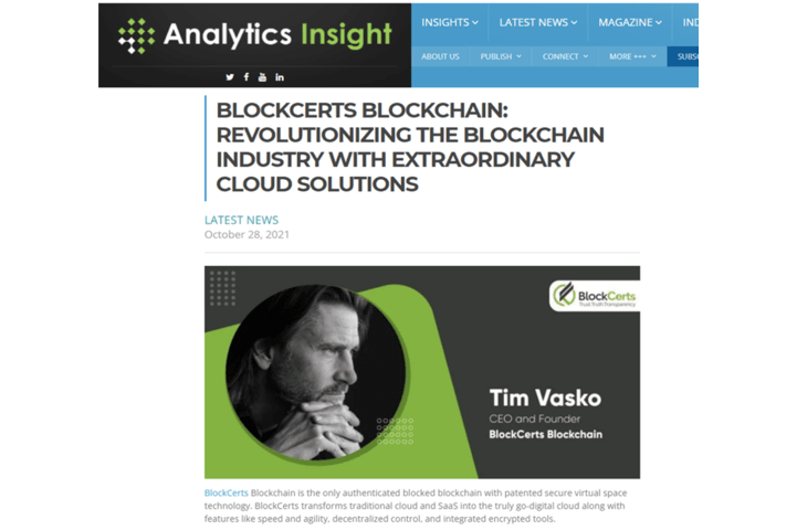 Analytics Insight Magazine highlights BlockCerts Blockchain